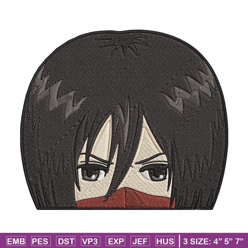 Mikasa Peeker Embroidery Design, Aot Embroidery, Embroidery File, Anime Embroidery, Anime shirt, Digital download.jpg