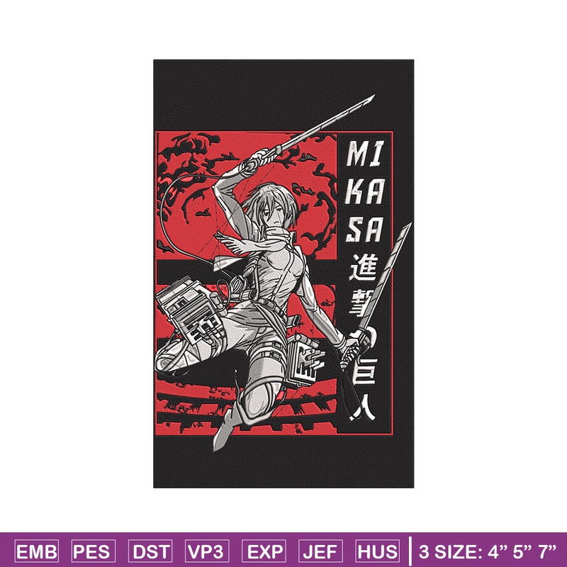 Mikasa poster Embroidery Design, Aot Embroidery, Embroidery File, Anime Embroidery,Anime shirt, Digital download.jpg