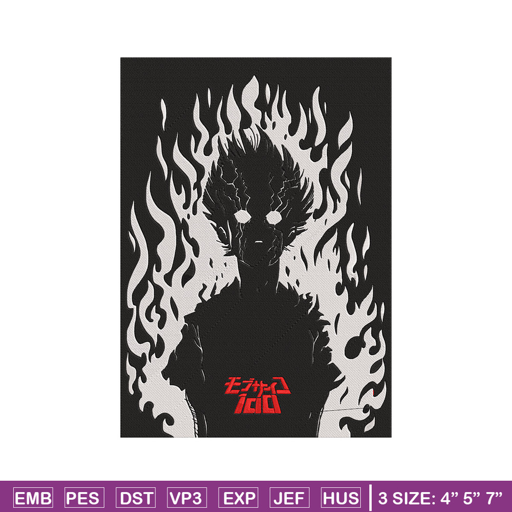 Mob 100 poster Embroidery Design, Mob 100 Embroidery, Embroidery File, Anime Embroidery, Anime shirt, Digital download.jpg