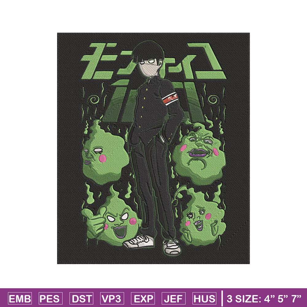 Mob100 poster Embroidery Design, Mob100 Embroidery, Embroidery File, Anime Embroidery, Anime shirt, Digital download.jpg