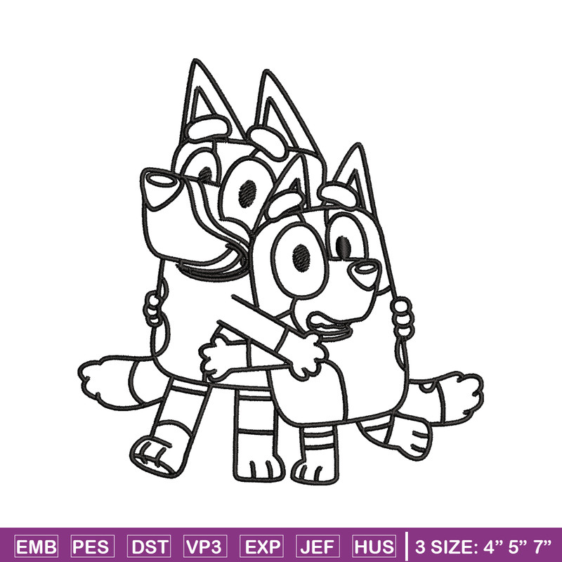 Mom and Dad Bluey Coloring Pages Embroidery, Bluey Embroidery, Embroidery File, cartoon design, Digital download..jpg