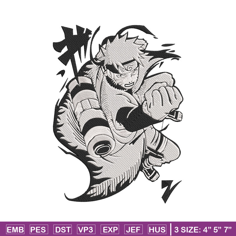 Naruto black white Embroidery Design, Naruto Embroidery, Embroidery File, Anime Embroidery, Anime shirt,Digital download.jpg