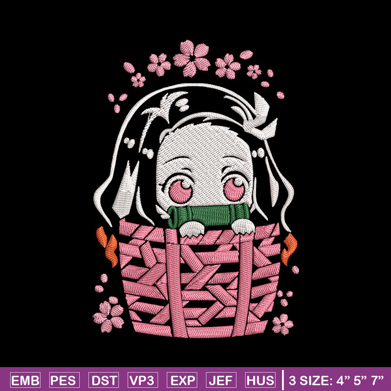 Nezuko chibi cute Embroidery Design, Demon slayer Embroidery, Embroidery File, Anime Embroidery, Digital download.jpg