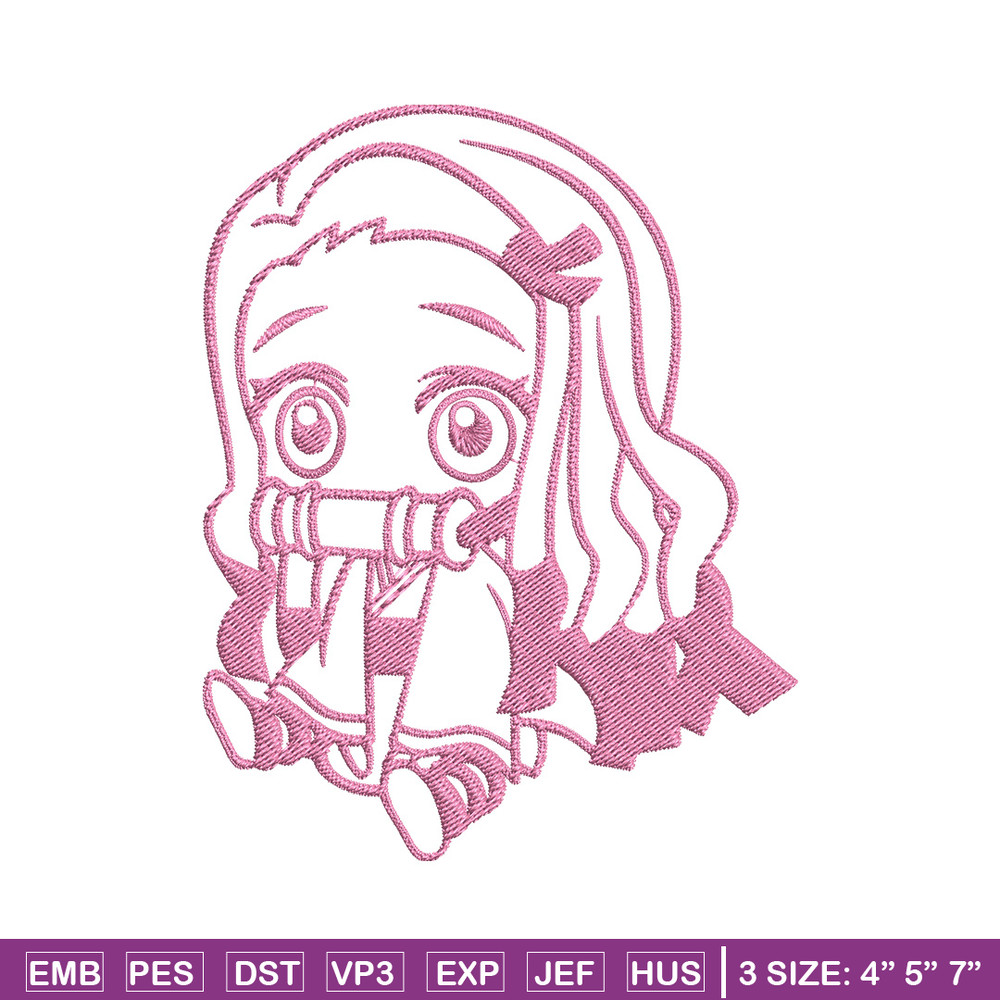 Nezuko chibi Embroidery Design, Demon slayer Embroidery, Embroidery File, Anime Embroidery, Digital download..jpg