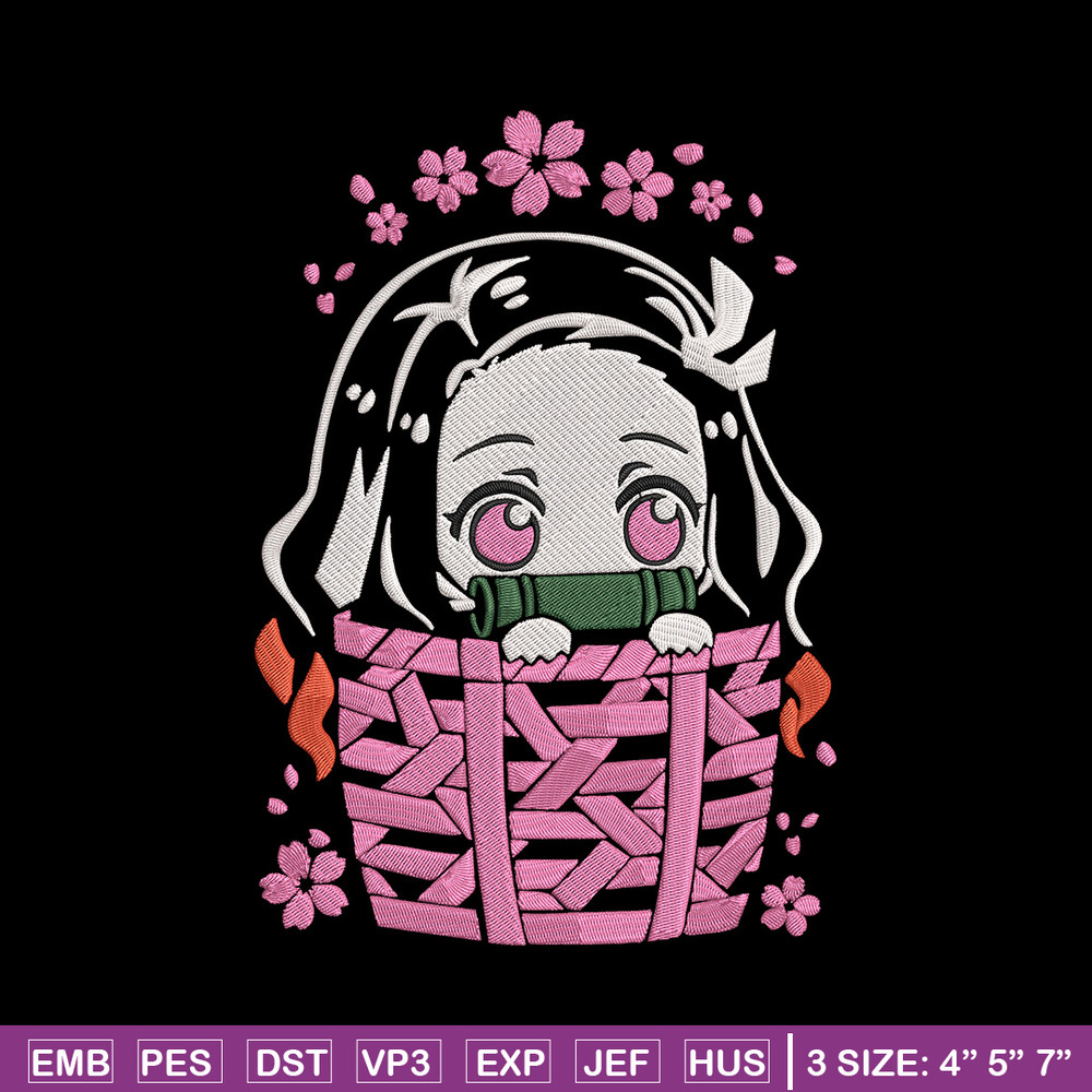 Nezuko chibi Embroidery Design, Demon slayer Embroidery, Embroidery File, Anime Embroidery,Digital download..jpg
