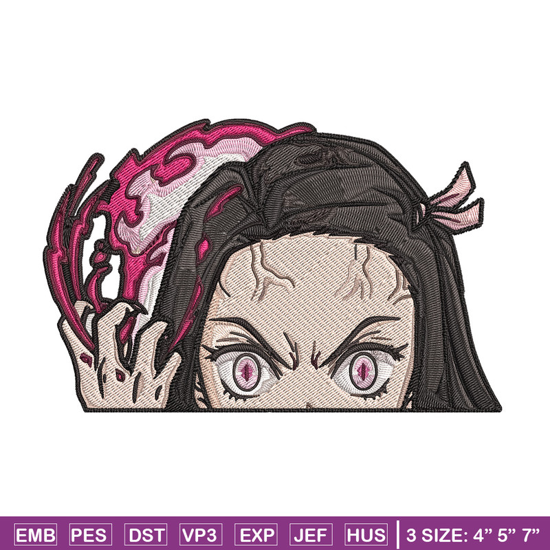 Nezuko demon Peeker Embroidery Design, Demon slayer Embroidery, Embroidery File, Anime Embroidery, Digital download.jpg