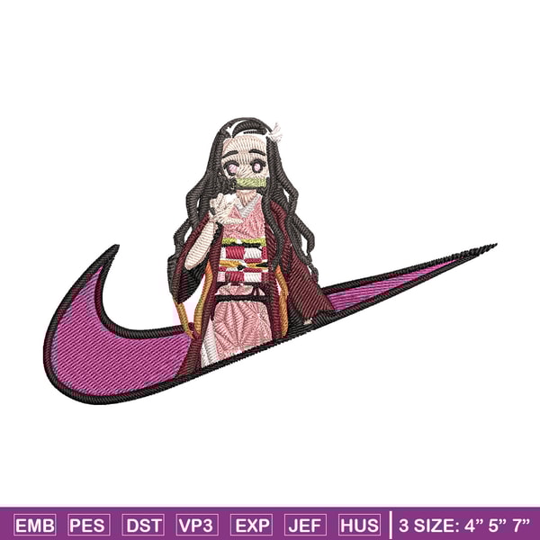 Nezuko x nike Embroidery Design, Demon slayer Embroidery,Embroidery File, Nike Embroidery, Anime shirt, Digital download.jpg