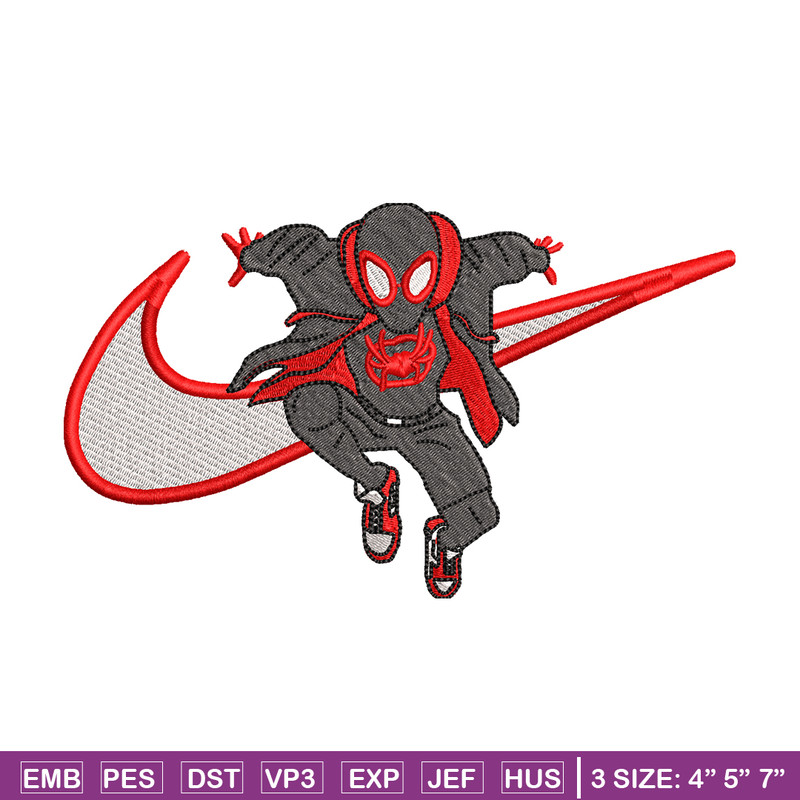 Nike Black Spiderman embroidery design, Black Spiderman embroidery, Nike design, movie design, Digital download.jpg