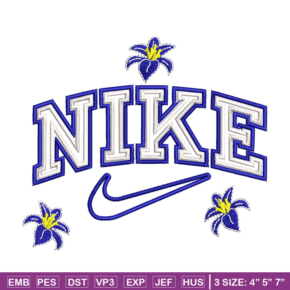 Nike flower embroidery design, Flower embroidery, Nike design, Embroidery shirt, Embroidery file, Digital download.jpg