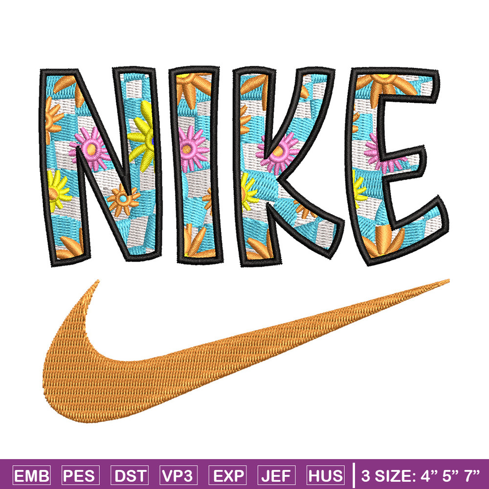Nike flower embroidery design, Flower embroidery, Nike design, Embroidery shirt, Embroidery file,Digital download.jpg