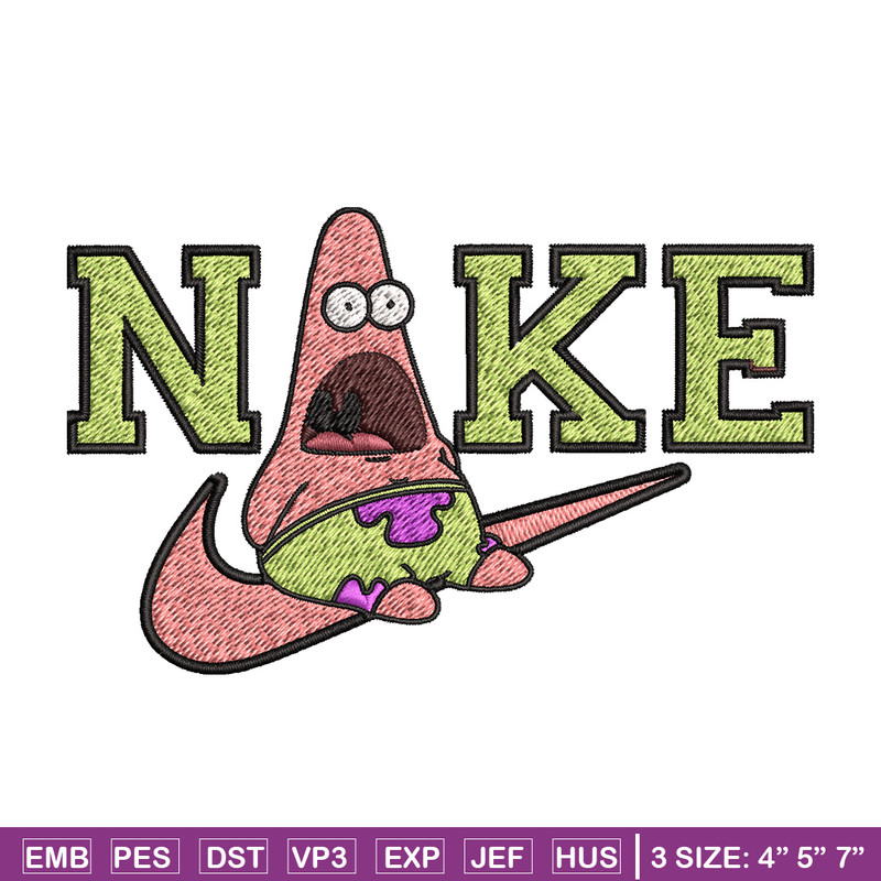 Nike patrick cute Embroidery Design, Spongebob Embroidery, Nike Embroidery, Embroidery File, Logo shirt,Digital download.jpg