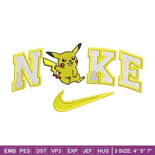 Nike pikachu embroidery design, Pokemon embroidery, Nike design, Embroidery shirt, Embroidery file, Digital download.jpg