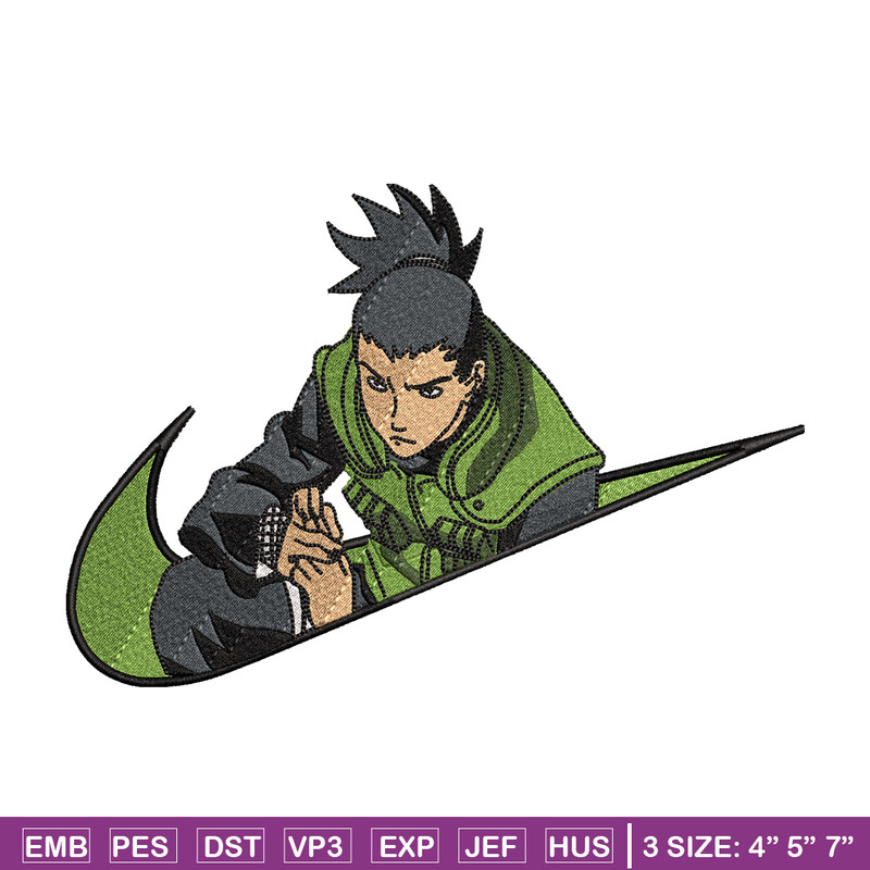 Nike Shikamaru embroidery design, Naruto embroidery, Nike design, anime design, anime shirt, Digital download.jpg