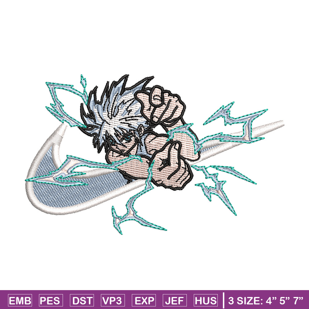 Nike x Killua embroidery design, Hunter x hunter embroidery, Nike design, anime design, anime shirt, Digital download.jpg