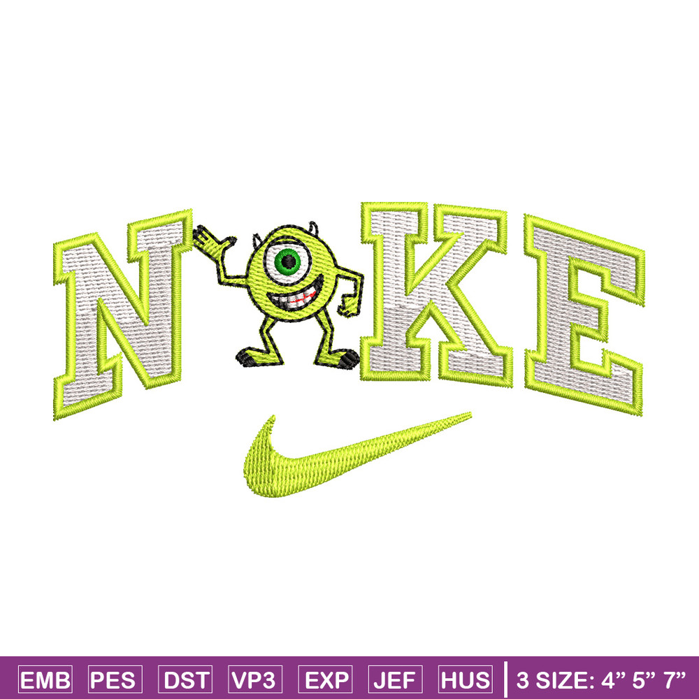 Nike x mike embroidery design, Disney embroidery, Nike design, Embroidery shirt, Embroidery file, Digital download.jpg