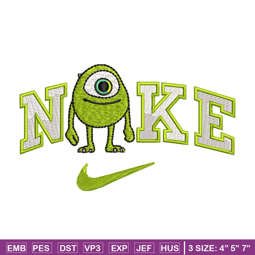 Nike x mike embroidery design, Disney monster embroidery, Nike design,Embroidery file,Embroidery shirt,Digital download.jpg