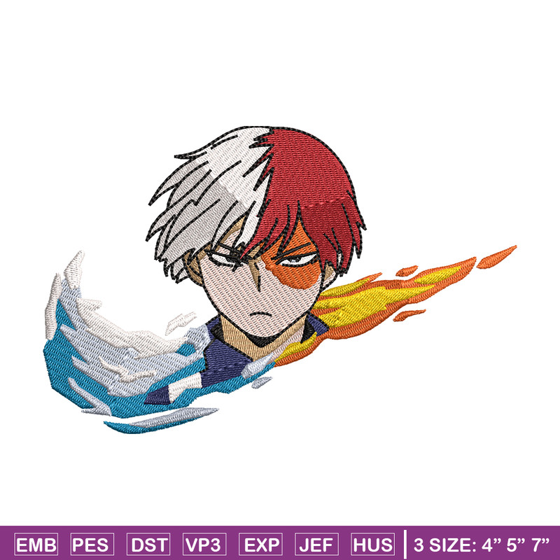Nike x Todoroki embroidery design, My hero academia embroidery, Nike design, anime design, anime shirt, Digital download.jpg