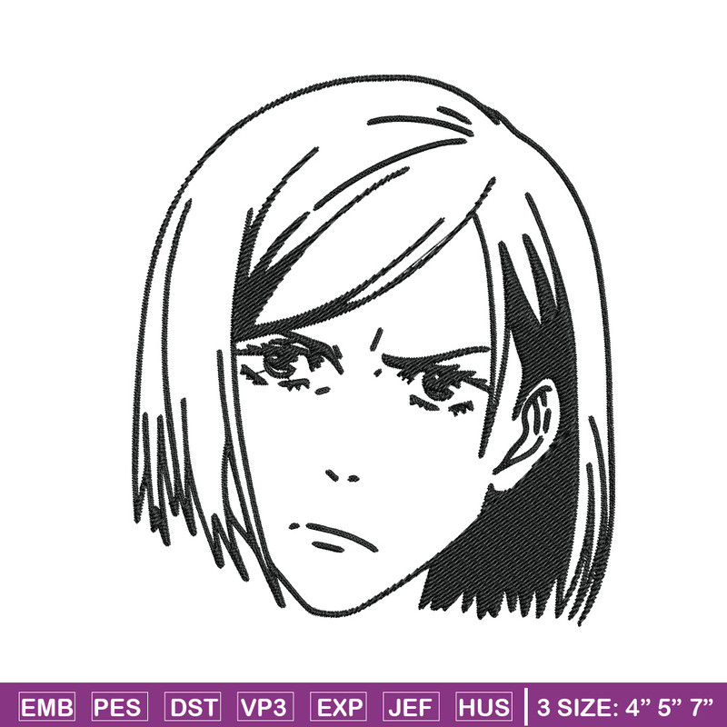 Nobara face Embroidery Design, Jujutsu Embroidery, Embroidery File, Anime Embroidery, Anime shirt, Digital download.jpg