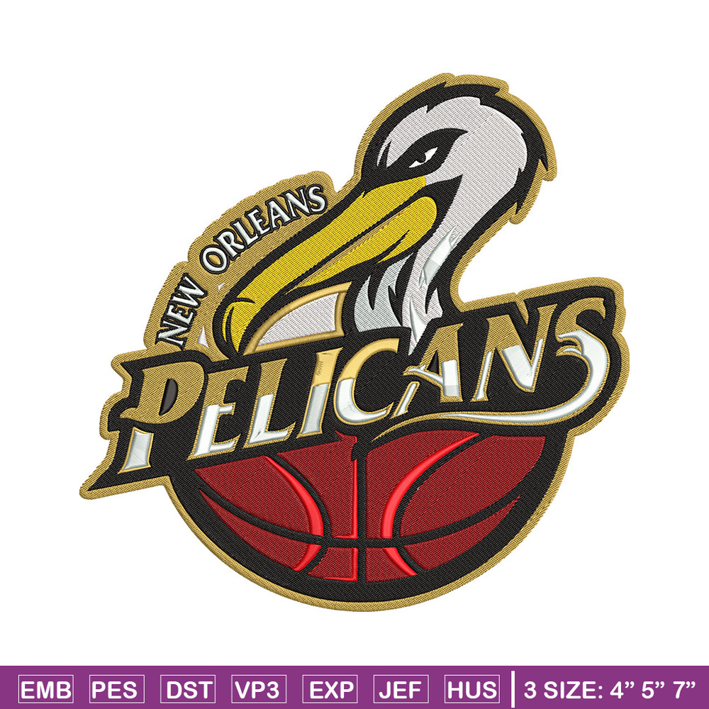 Orleans Pelicans design embroidery design, NBA embroidery, Sport embroidery, Embroidery design, Logo sport embroidery..jpg
