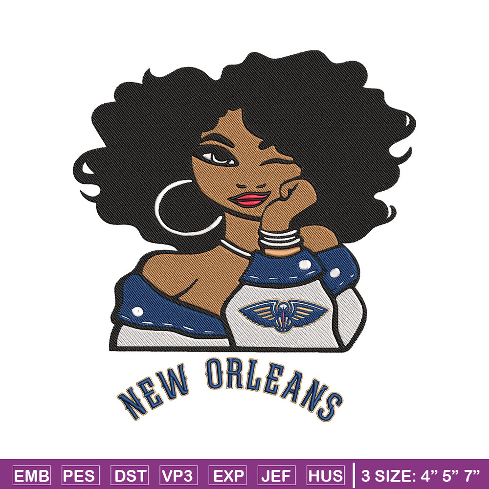 Orleans Pelicans girl embroidery design, NBA embroidery,Sport embroidery, Logo sport embroidery,Embroidery design..jpg