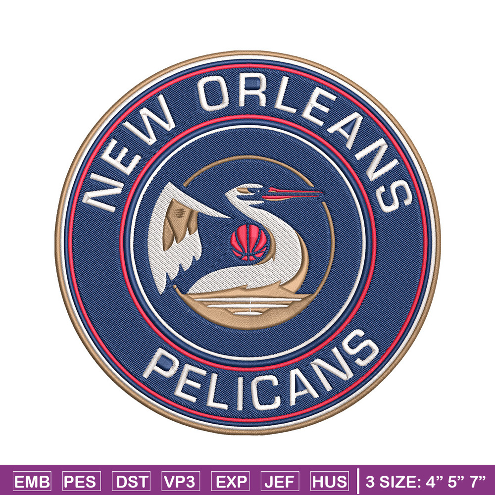 Orleans Pelicans logo embroidery design, NBA embroidery, Sport embroidery, Logo sport embroidery, Embroidery design..jpg
