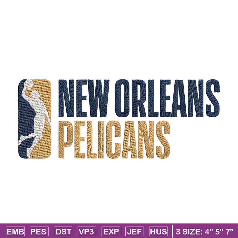 Orleans Pelicans logo embroidery design, NBA embroidery, Sport embroidery,Embroidery design,Logo sport embroidery.jpg