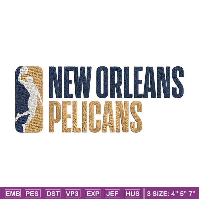 Orleans Pelicans logo embroidery design, NBA embroidery, Sport embroidery,Embroidery design,Logo sport embroidery.jpg