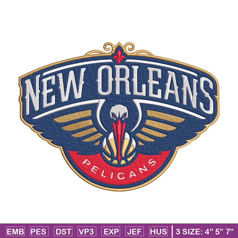 Orleans Pelicans logo embroidery design,NBA embroidery, Sport embroidery, Embroidery design, Logo sport embroidery..jpg