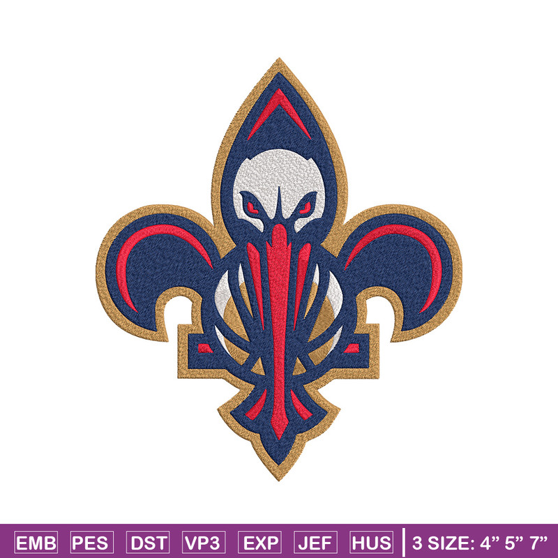 Orleans Pelicans mascot embroidery design,NBA embroidery, Sport embroidery, Embroidery design, Logo sport embroidery.jpg