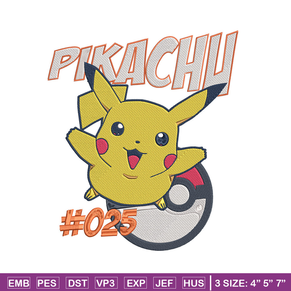 Pikachu cute Embroidery Design, Pokemon Embroidery, Embroidery File, Anime Embroidery, Anime shirt, Digital download (2).jpg