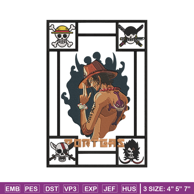 Portgas D Ace Embroidery Design, One piece Embroidery, Embroidery File, Anime Embroidery, Anime shirt, Digital download.jpg