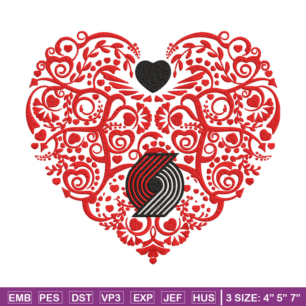 Portland Trail Blazers heart embroidery design,NBA embroidery,Sport embroidery,Embroidery design, Logo sport embroidery.jpg