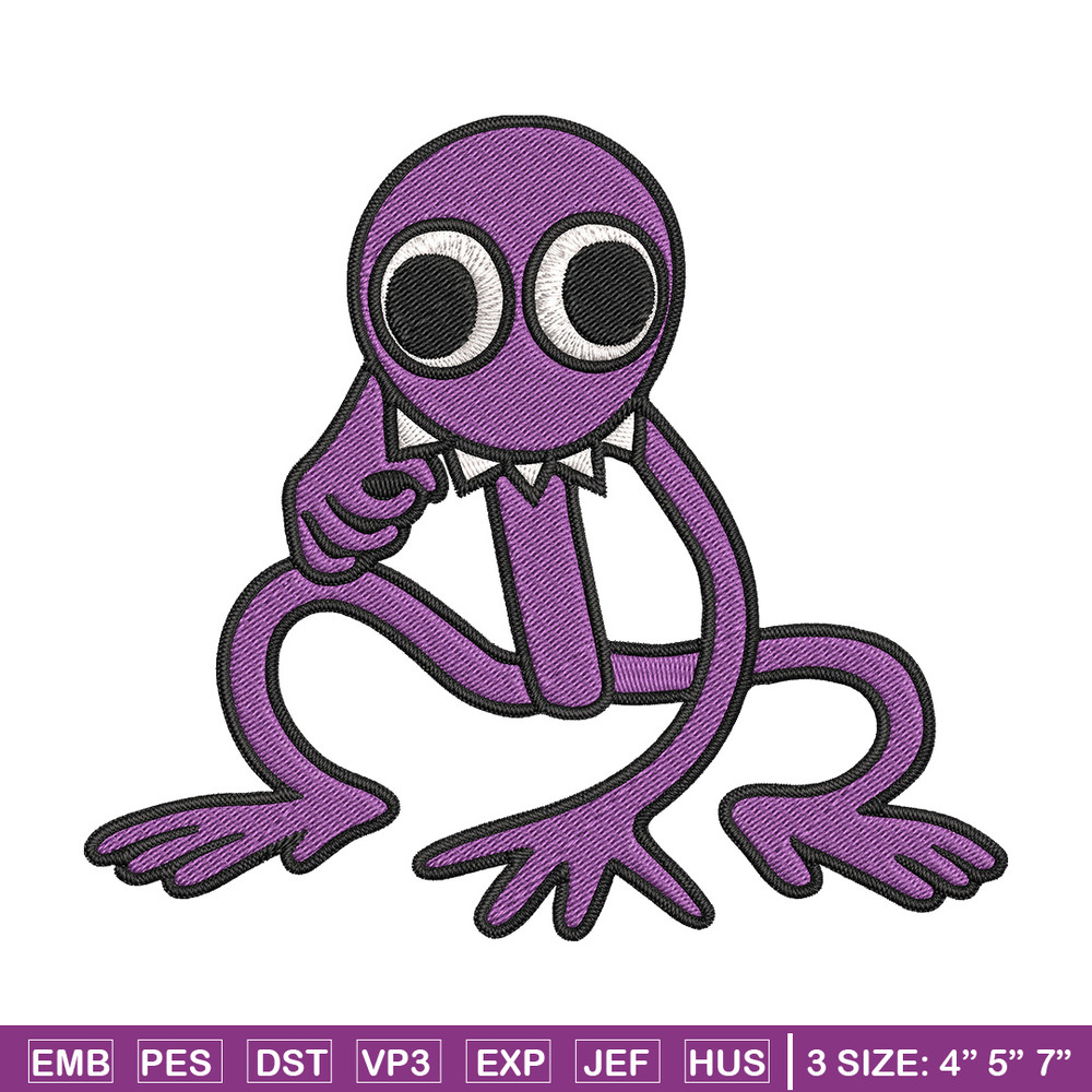 Purple Rainbow Embroidery Design, Rainbow Friends Embroidery, Embroidery File, Anime Embroidery, Digital download.jpg