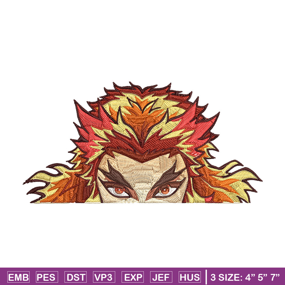 Rengoku Peeker Embroidery Design, Demon slayer Embroidery, Embroidery File, Anime Embroidery, Digital download.jpg