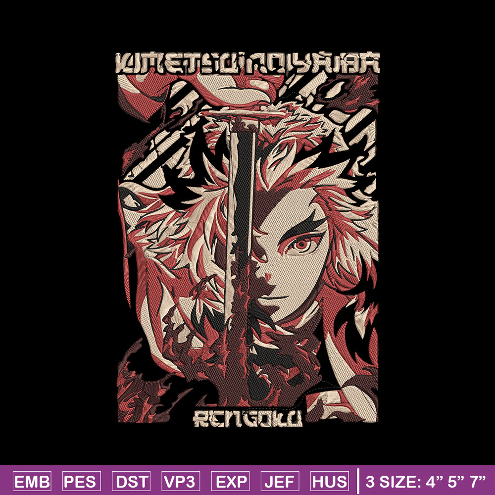 Rengoku Poster Embroidery Design, Demon slayer Embroidery, Embroidery File, Anime Embroidery,Digital download..jpg