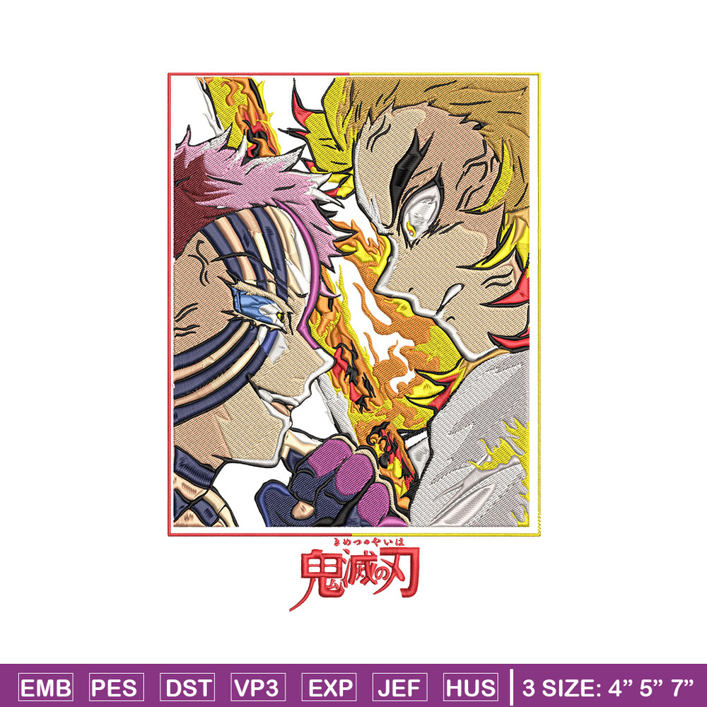 Rengoku vs akaza Embroidery Design,Demon slayer Embroidery,Embroidery File,Anime Embroidery,Anime shirt,Digital download.jpg