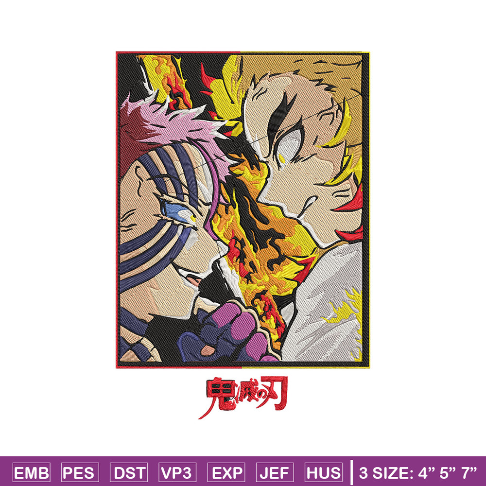 Rengoku x Akaza Embroidery Design, Demon slayer Embroidery, Embroidery File, Anime Embroidery, Digital download.jpg