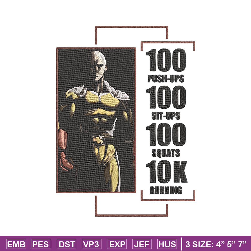 Saitama poster Embroidery Design, One punch man Embroidery,Embroidery File,Anime Embroidery,Anime shirt,Digital download.jpg