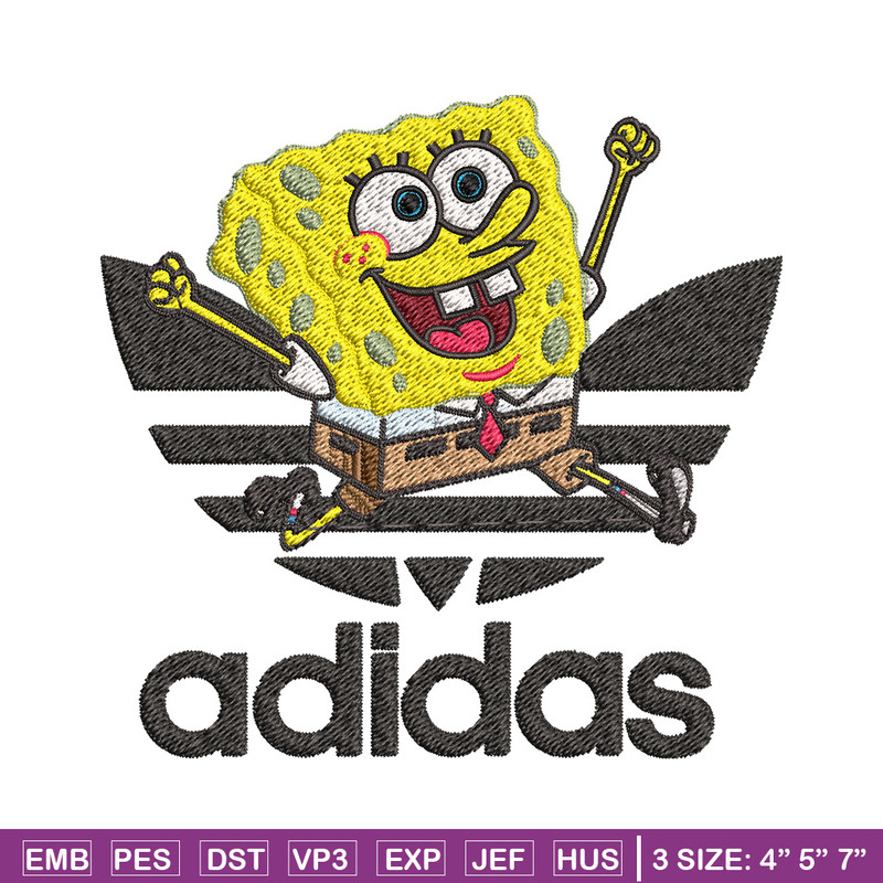 Spongebob adidas Embroidery Design, Adidas Embroidery, Embroidery File, Brand Embroidery, Logo shirt, Digital download.jpg