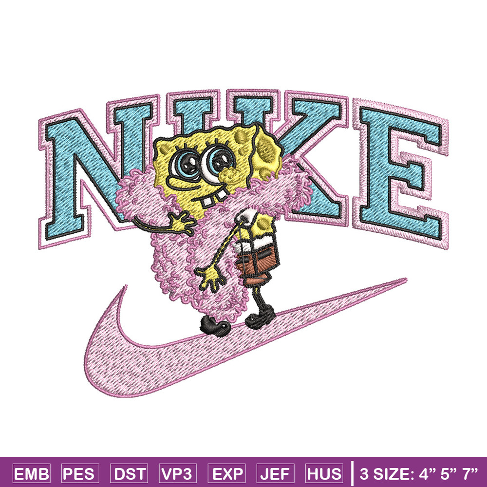 Spongebob pink nike Embroidery Design, Nike Embroidery, Brand Embroidery, Embroidery File, Logo shirt, Digital download.jpg