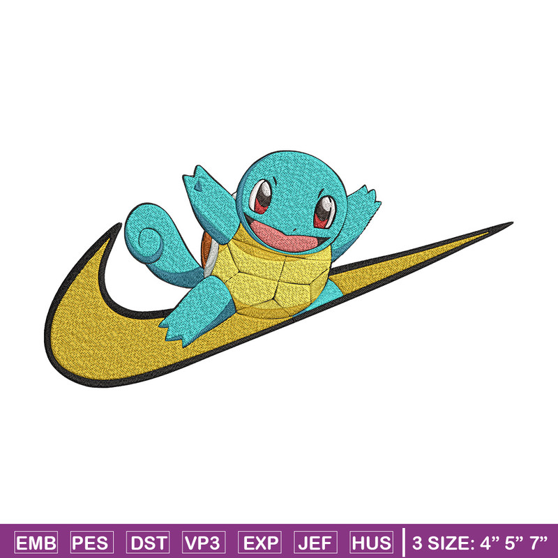 Squirtle x nike Embroidery Design, Pokemon Embroidery, Embroidery File, Nike Embroidery, Anime shirt, Digital download.jpg