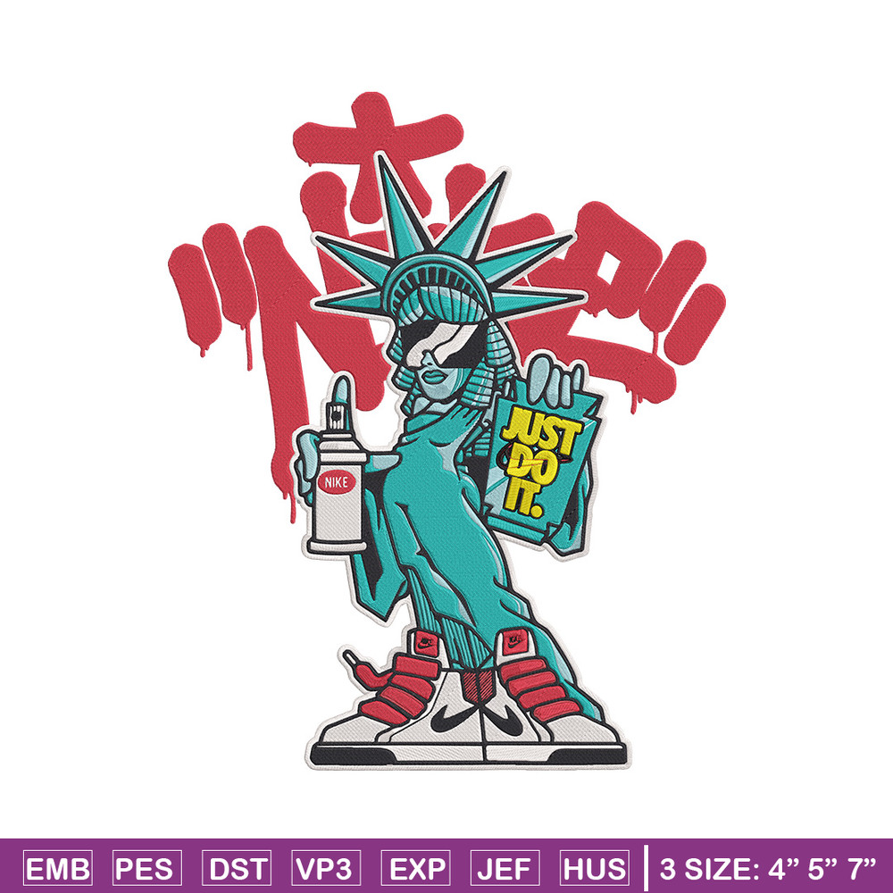 Statue of Liberty x nike Embroidery Design, Statue of Liberty Embroidery, Embroidery File, Anime Embroidery, Nike shirt.jpg