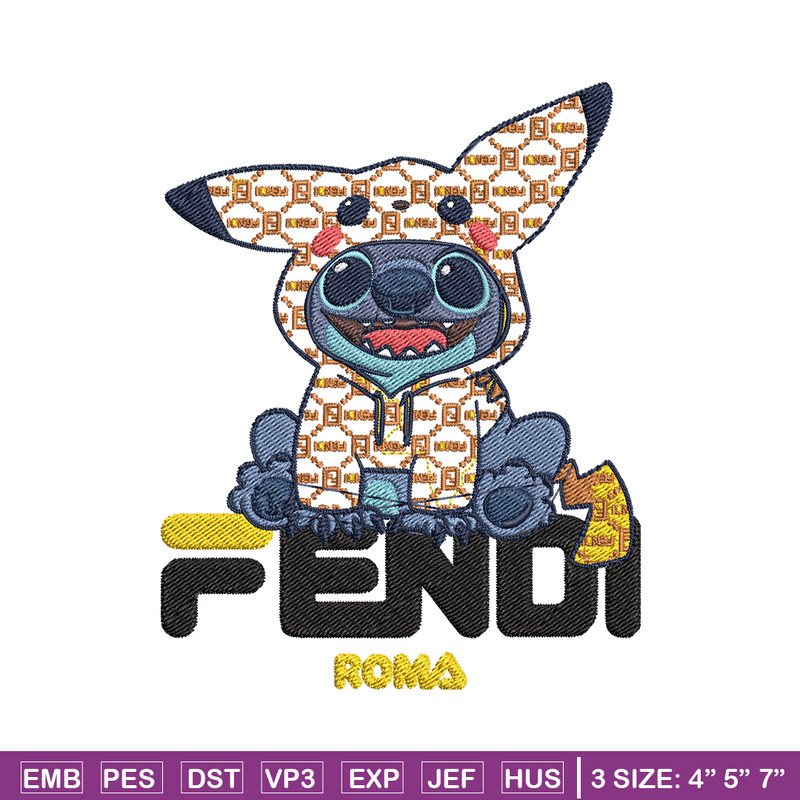 Stitch And Pikachu Fendi Embroidery design, cartoon Embroidery, cartoon design, Embroidery File, Instant download..jpg