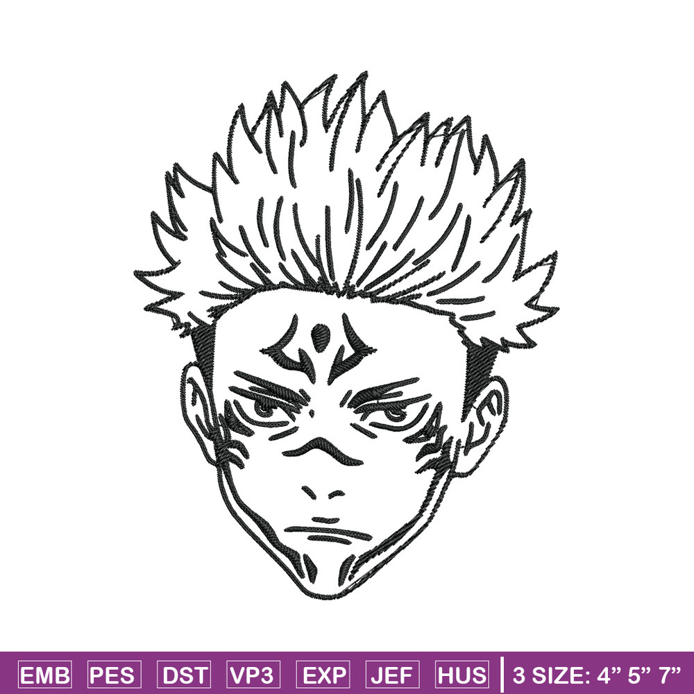 Sukuna Face Embroidery Design, Jujutsu Embroidery, Embroidery File, Anime Embroidery, Anime shirt, Digital download.jpg