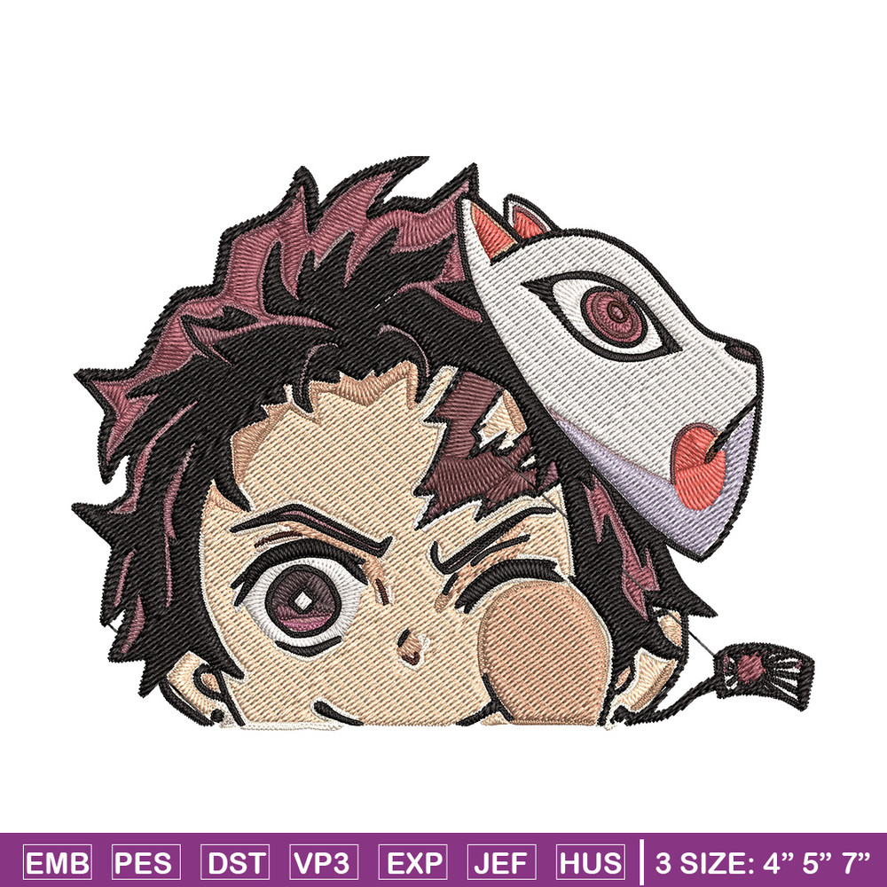 Tanjiro Peeker Embroidery Design, Demon slayer Embroidery, Embroidery File, Anime Embroidery, Digital download..jpg