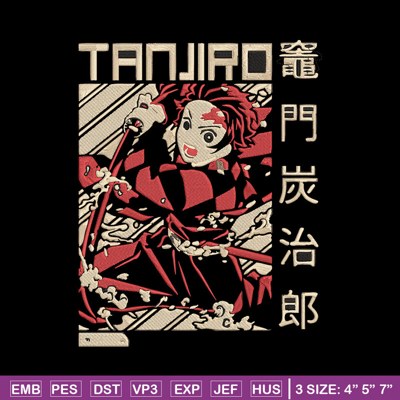 Tanjiro Poster Embroidery Design, Demon slayer Embroidery, Embroidery File, Anime Embroidery, Digital download..jpg