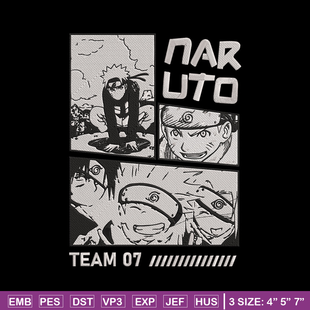 Team 07 naruto Embroidery Design, Naruto Embroidery, Embroidery File, Anime Embroidery, Anime shirt, Digital download.jpg