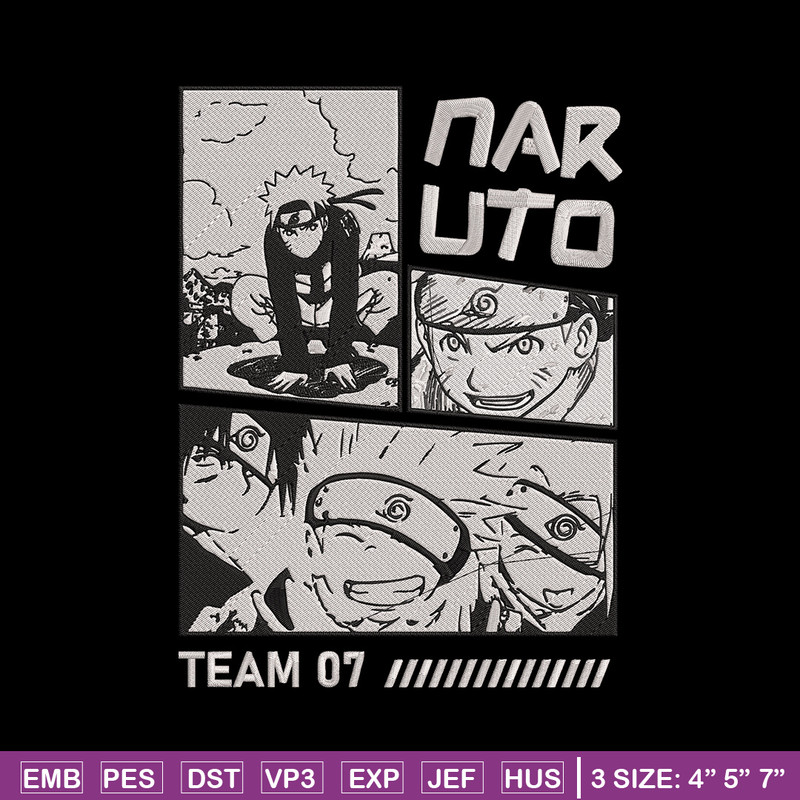 Team 07 naruto Embroidery Design, Naruto Embroidery, Embroidery File, Anime Embroidery, Anime shirt, Digital download.jpg