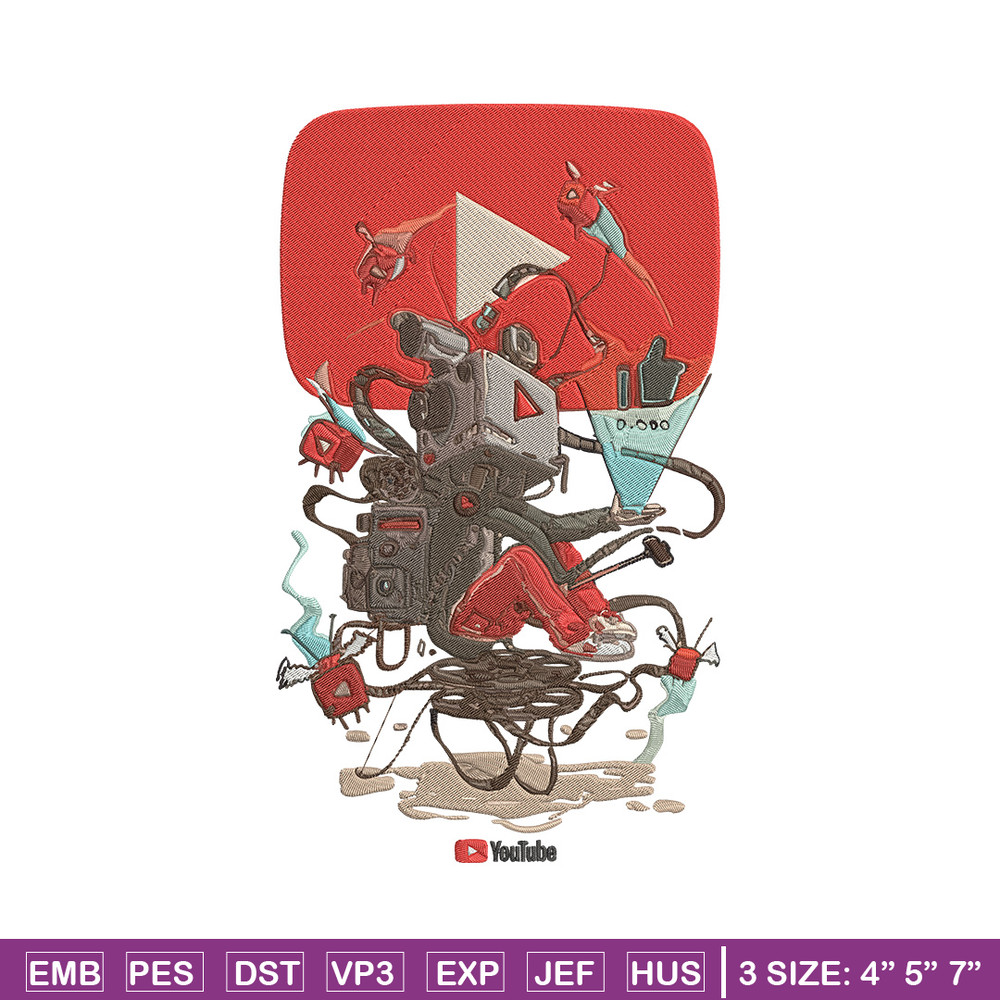 Youtube logo Embroidery Design, Youtube Embroidery, Embroidery File, Anime Embroidery, Anime shirt, Digital download.jpg