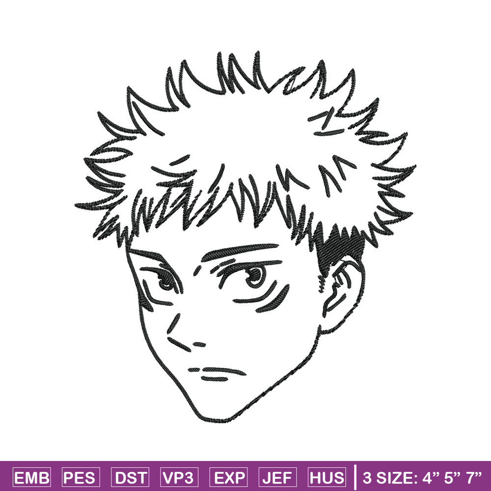 Yuji face Embroidery Design, Jujutsu Embroidery, Embroidery File,Anime Embroidery, Anime shirt, Digital download.jpg